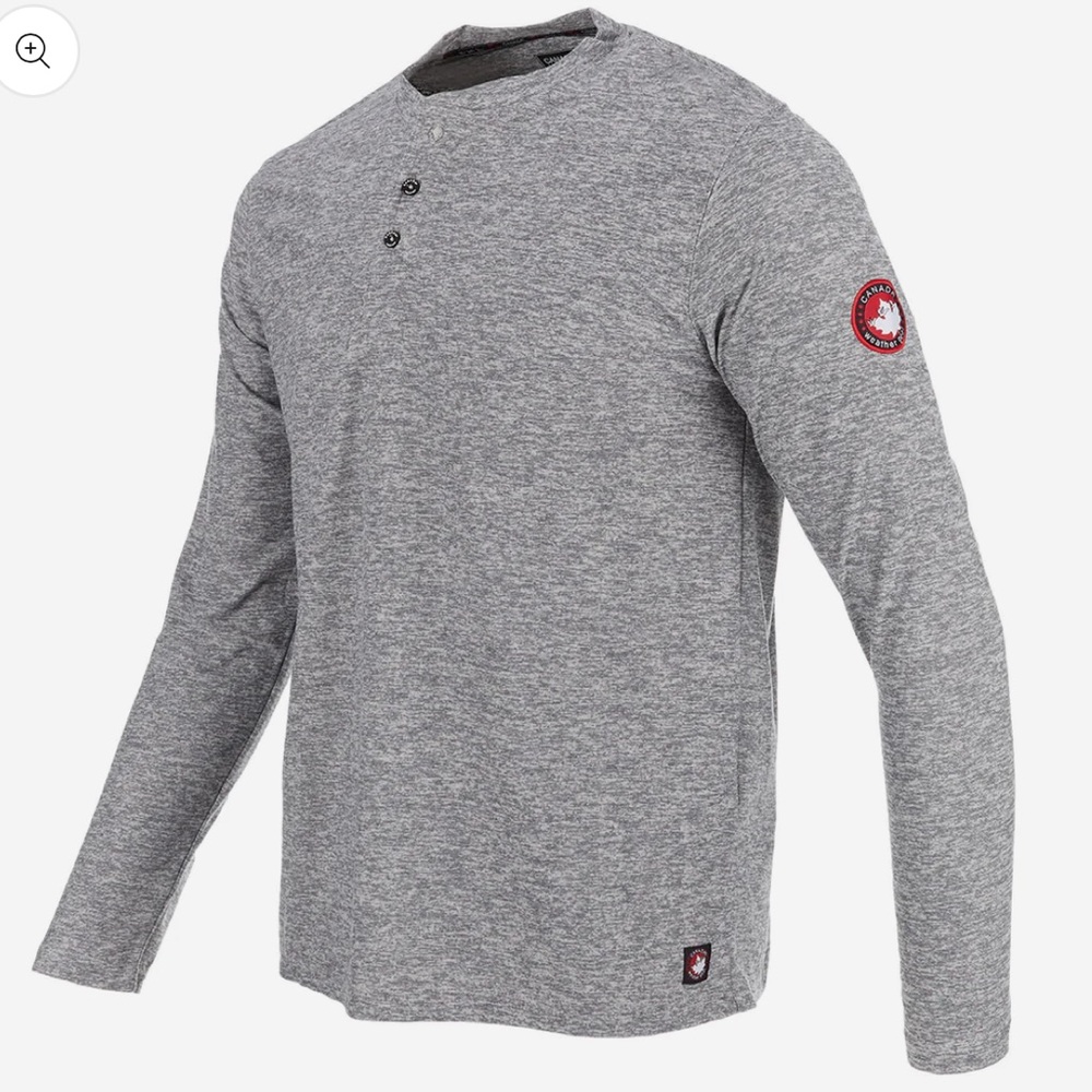Canada Weathergear Mens Gray Quarter Buttoned Long Sleeve
